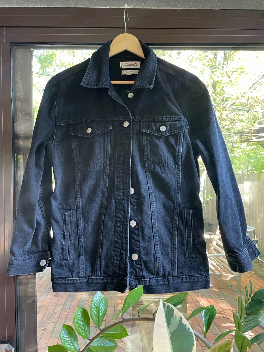 Madewell Women’s Oversized Black Denim Jean Jacket Size Small